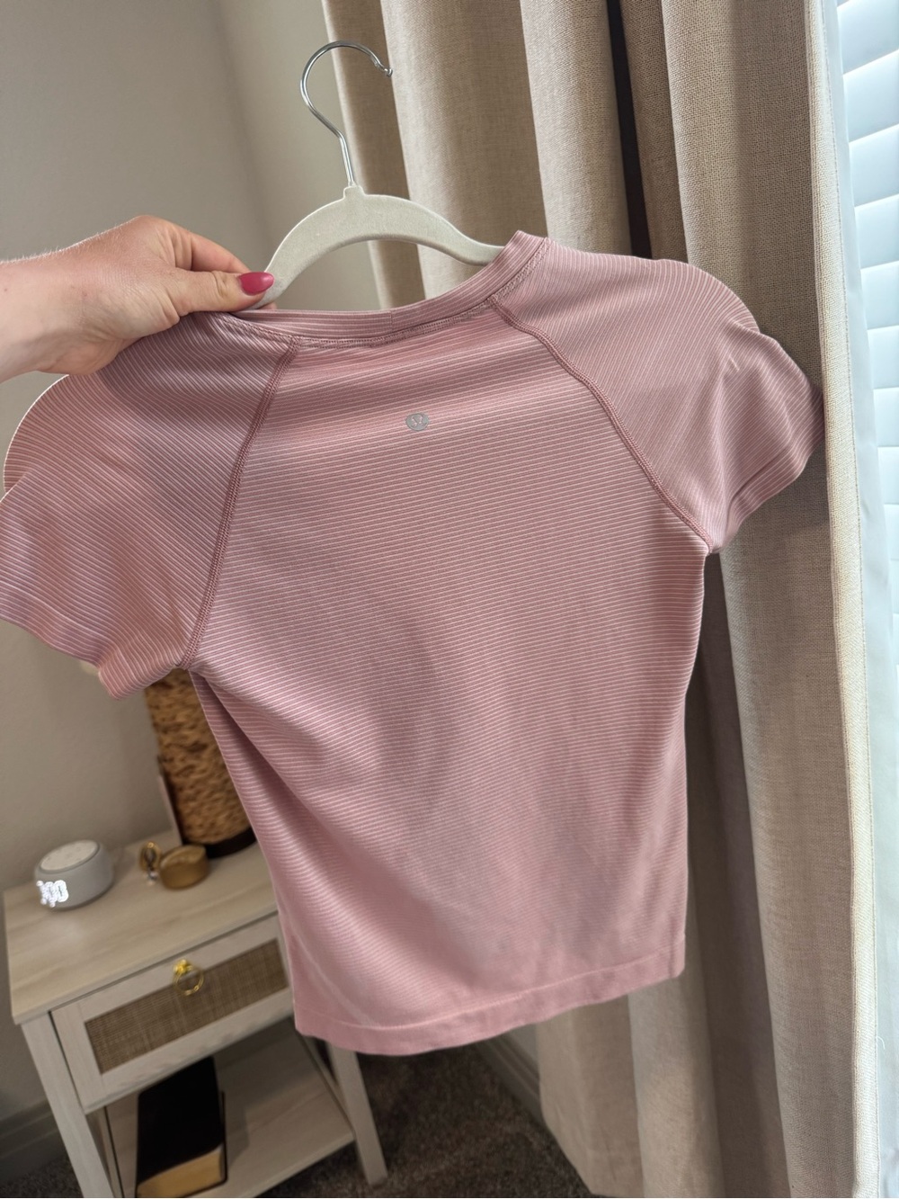 lululemon athletica Pink Striped Short Sleeve Athletic Top